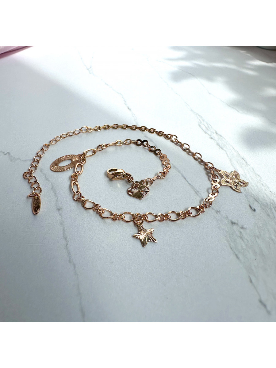 Аксессуар на ножку - браслет с подвесками: цветок, овал, звезда (Xuping Jewelry)