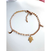 Браслет на ногу с подвесками: месяц, рыба, кленовый лист (Xuping Jewelry)