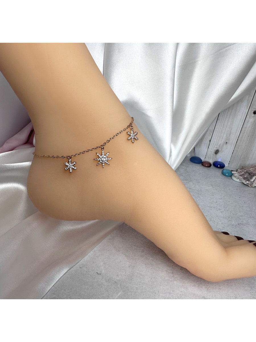 Ножное украшение - браслет со звездой и снежинками (Xuping Jewelry)