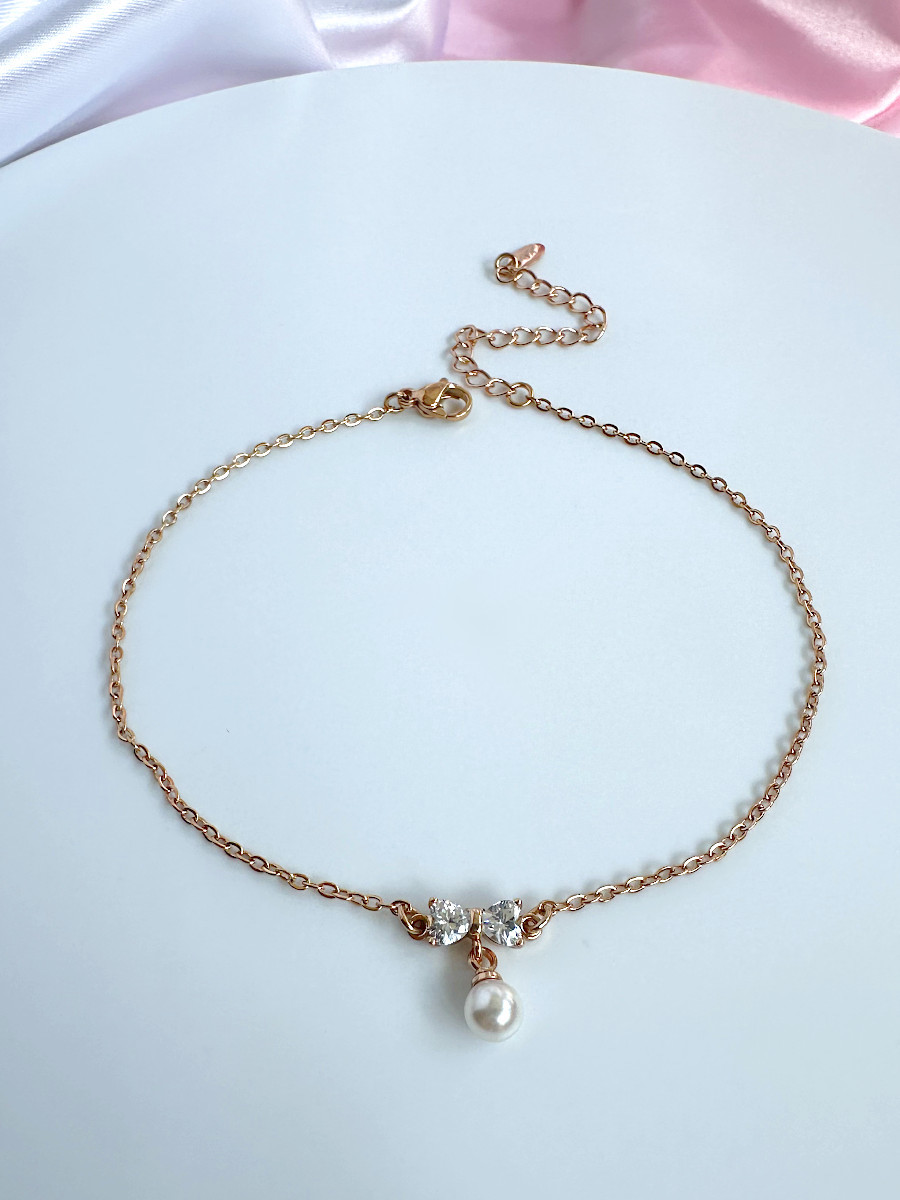 Ножной браслет с бантиком и жемчужной подвеской, Xuping Jewelry