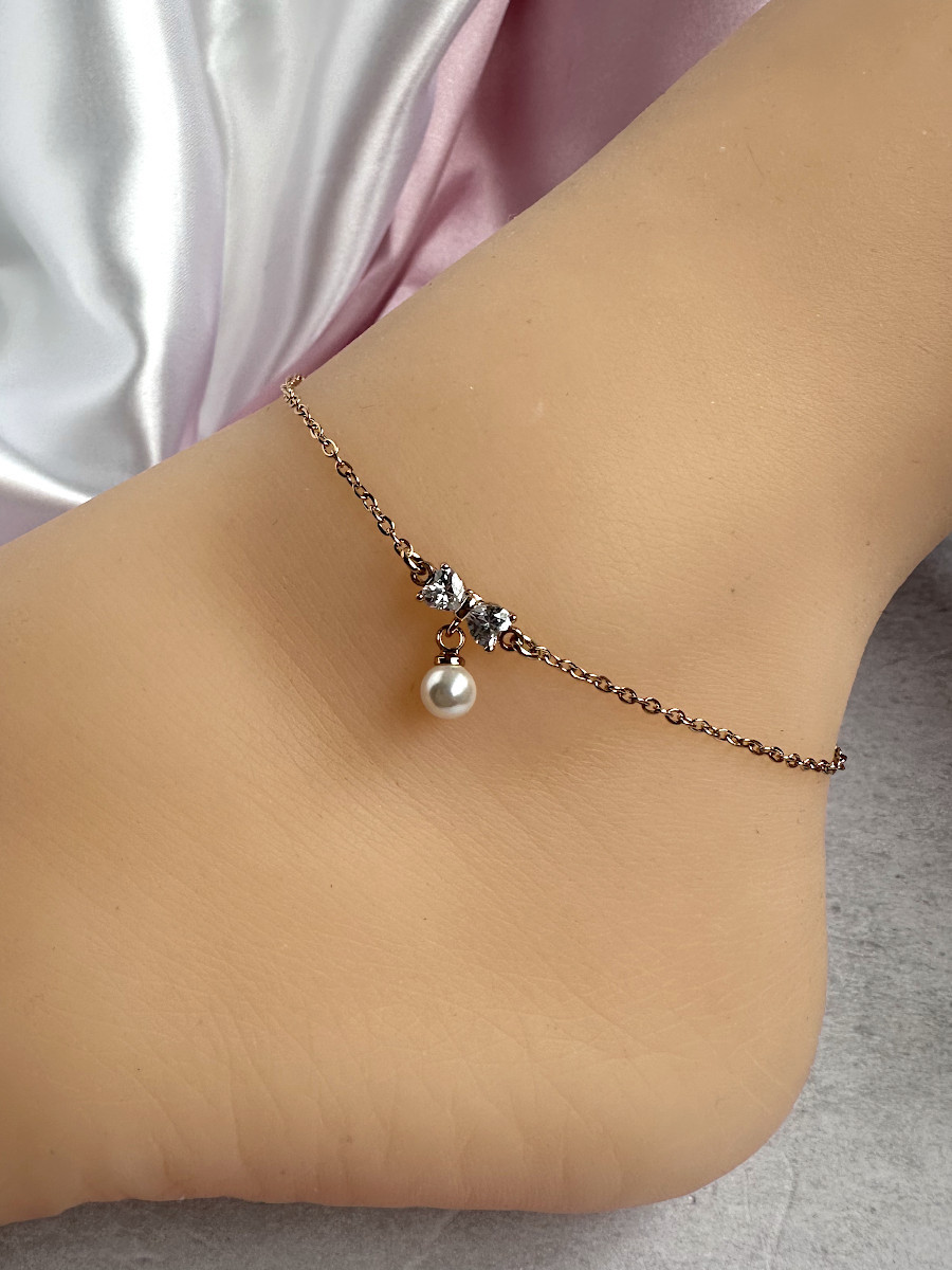 Ножной браслет с бантиком и жемчужной подвеской, Xuping Jewelry