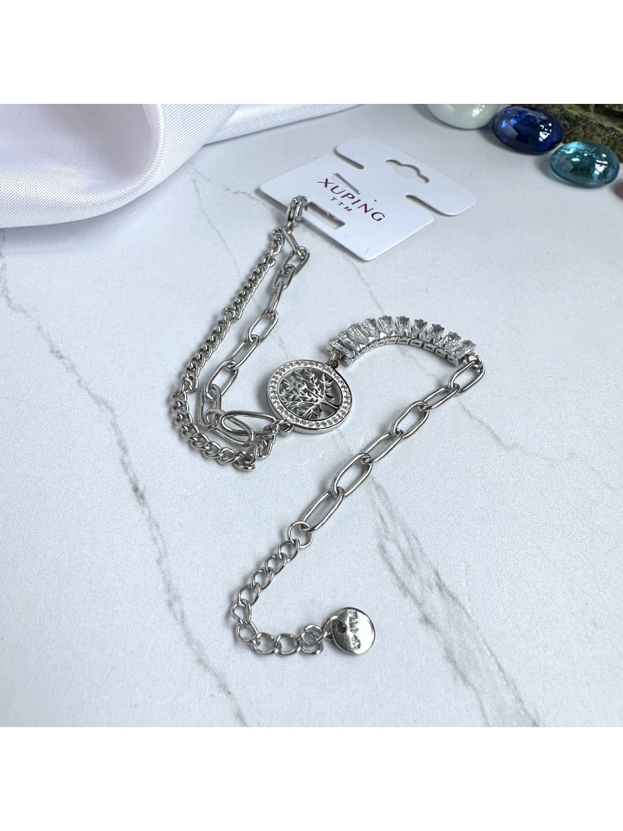 Браслет на руку Xuping Jewelry с Древом жизни, кристаллами и двойной цепочкой
