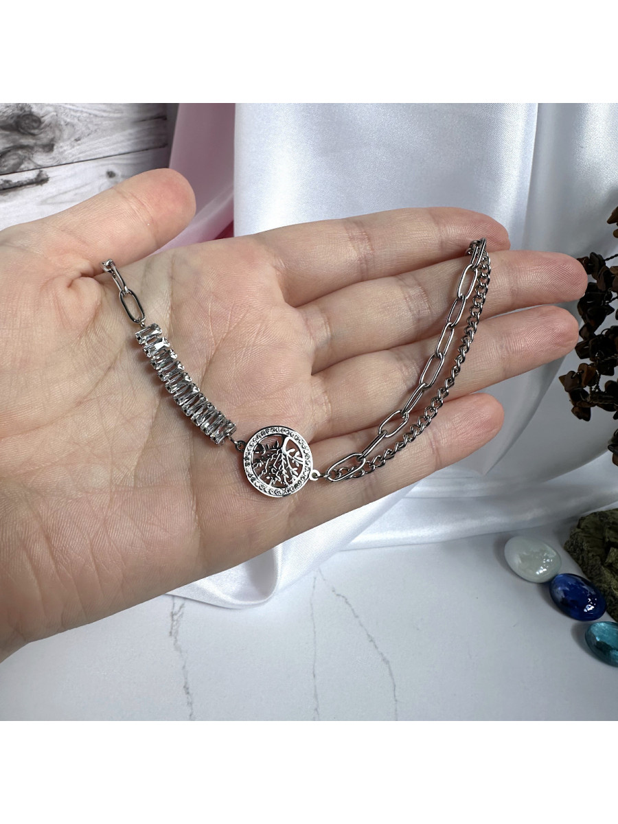 Браслет на руку Xuping Jewelry с Древом жизни, кристаллами и двойной цепочкой