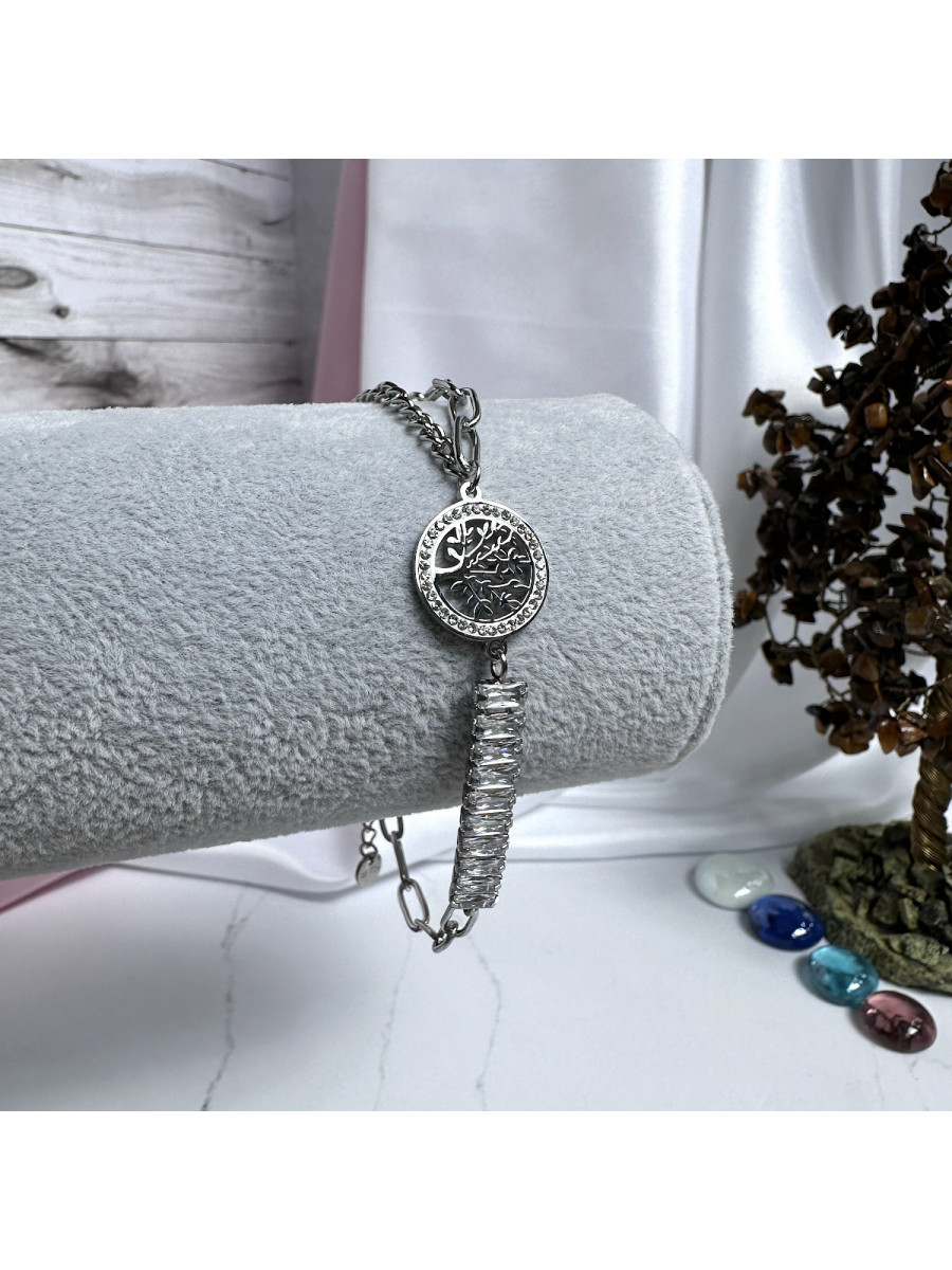 Браслет на руку Xuping Jewelry с Древом жизни, кристаллами и двойной цепочкой