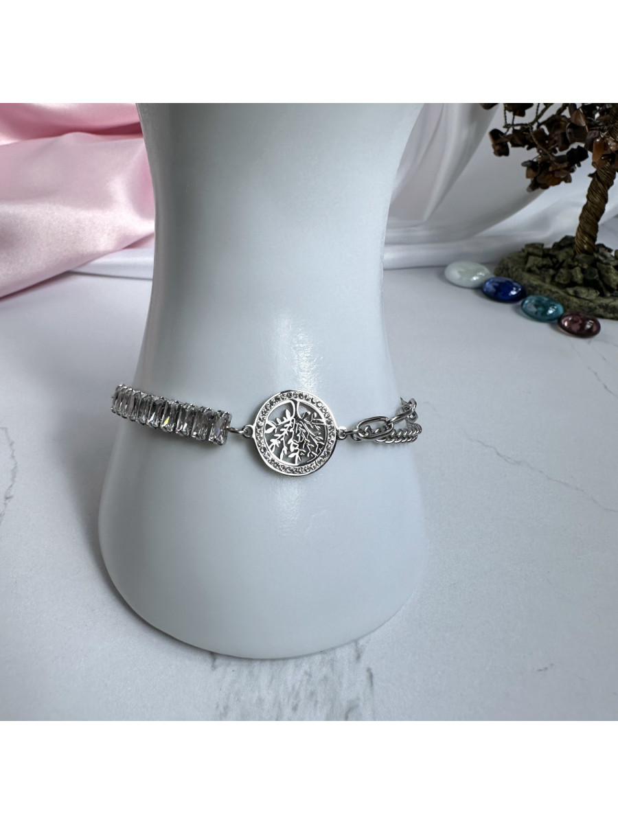 Браслет на руку Xuping Jewelry с Древом жизни, кристаллами и двойной цепочкой