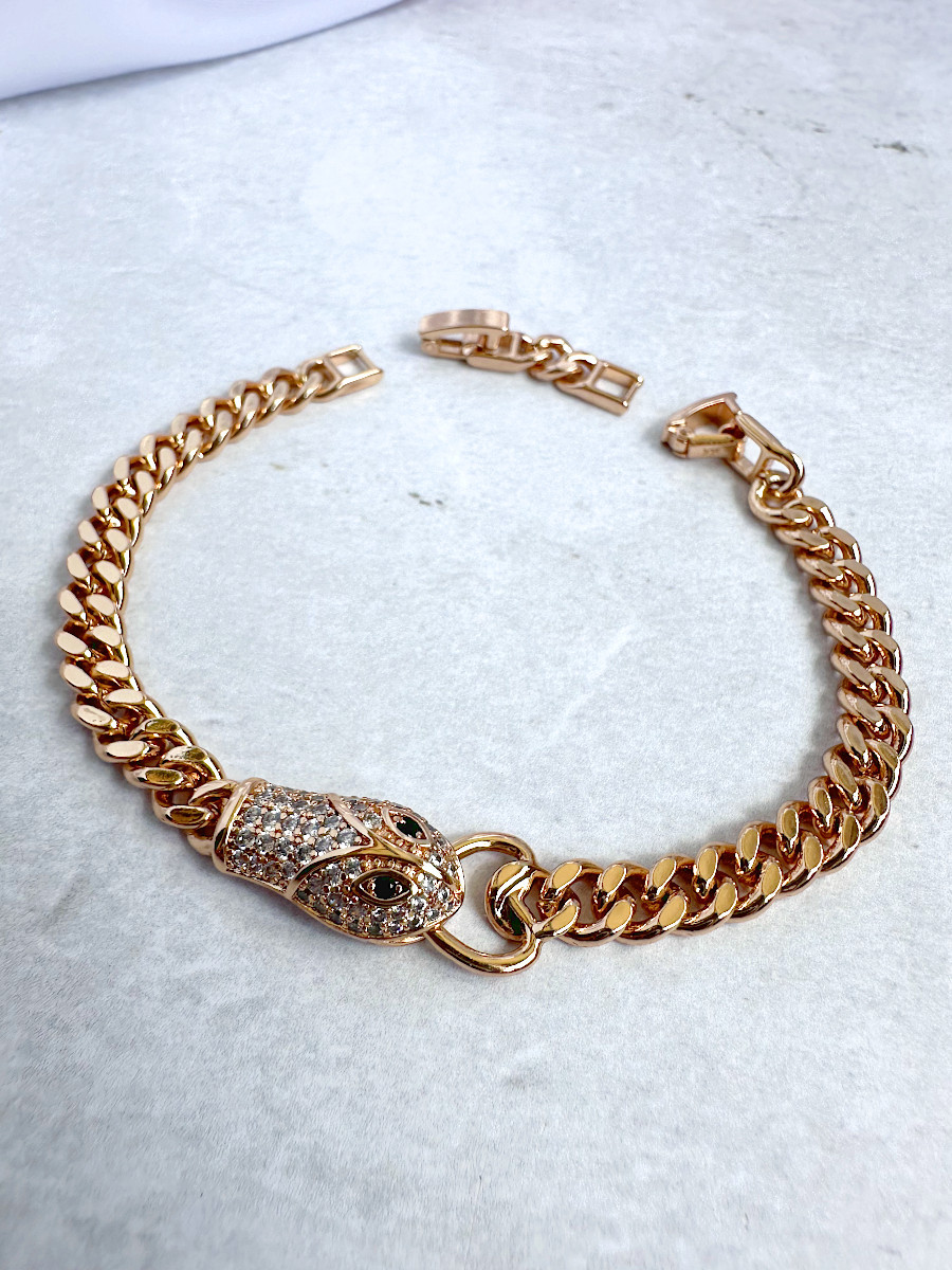 Браслет-цепь на руку "Змиулан" с головой змеи в золоте, Xuping Jewelry Браслет-цепь на руку "Змиулан" с головой змеи в золоте, Xuping Jewelry