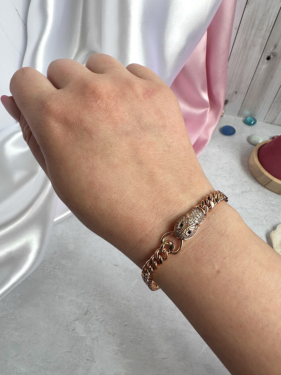 Браслет-цепь на руку "Змиулан" с головой змеи в золоте, Xuping Jewelry Браслет-цепь на руку "Змиулан" с головой змеи в золоте, Xuping Jewelry