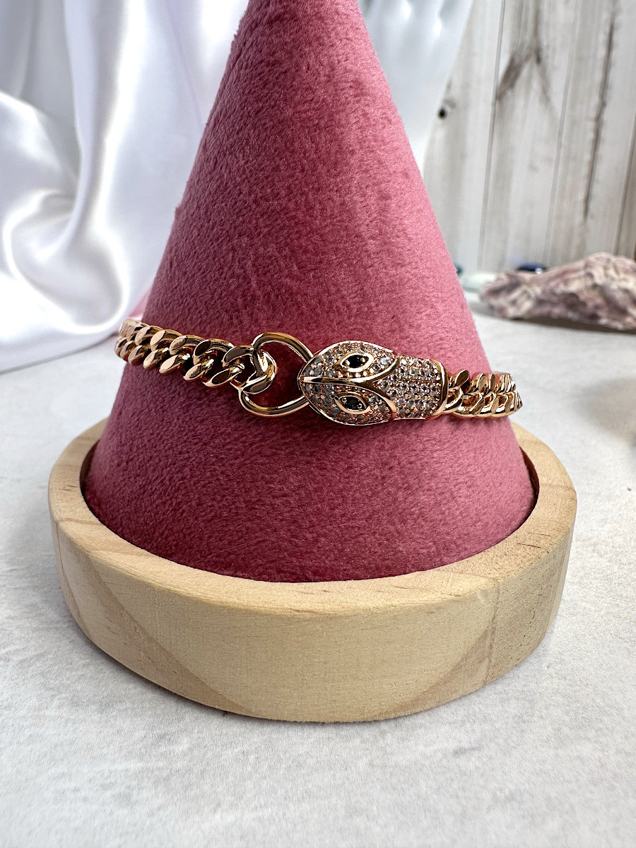 Браслет-цепь на руку "Змиулан" с головой змеи в золоте, Xuping Jewelry Браслет-цепь на руку "Змиулан" с головой змеи в золоте, Xuping Jewelry