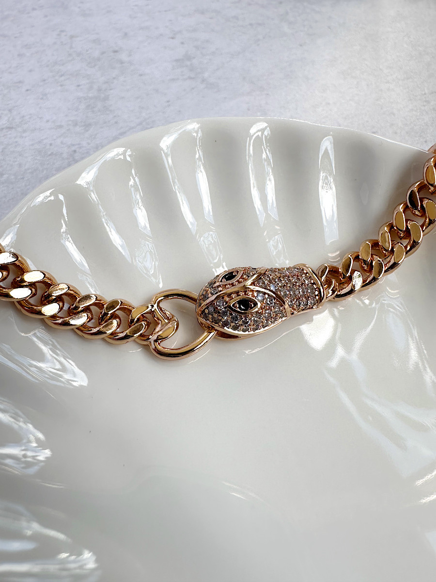 Браслет-цепь на руку "Змиулан" с головой змеи в золоте, Xuping Jewelry Браслет-цепь на руку "Змиулан" с головой змеи в золоте, Xuping Jewelry
