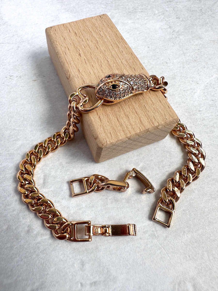 Браслет-цепь на руку "Змиулан" с головой змеи в золоте, Xuping Jewelry Браслет-цепь на руку "Змиулан" с головой змеи в золоте, Xuping Jewelry