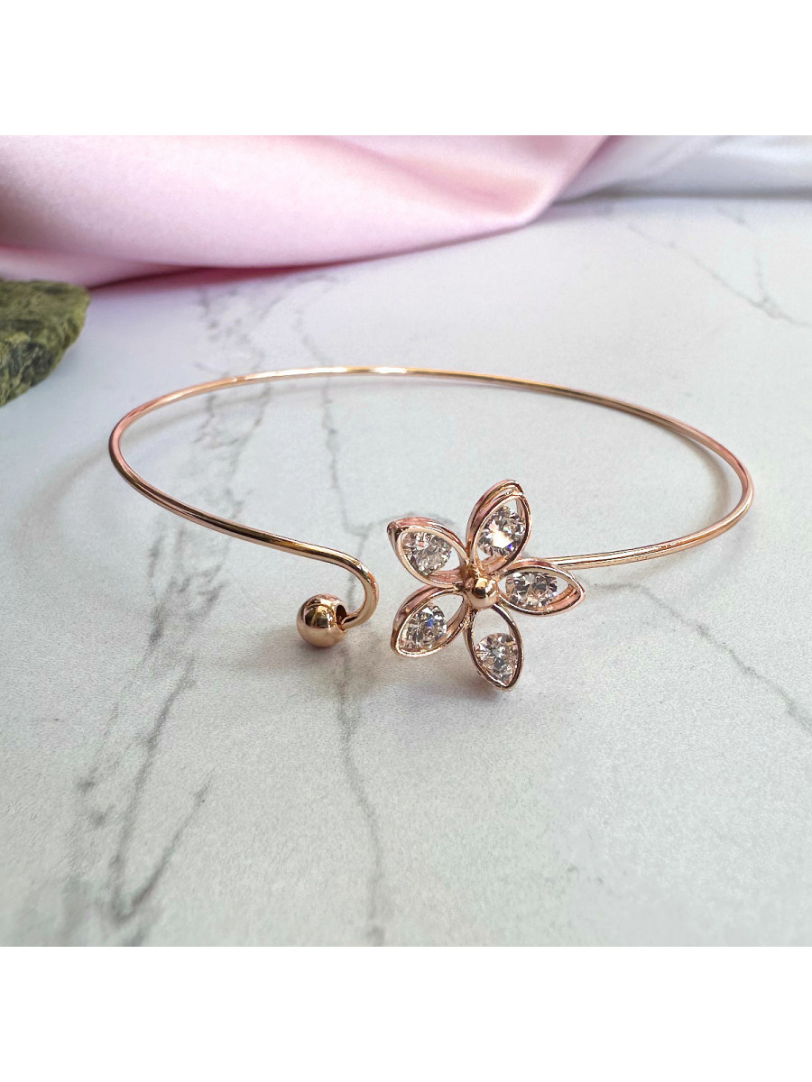 Гибкий браслет с нежным цветком и лепестками-фианитами, Xuping Jewelry Гибкий браслет с нежным цветком и лепестками-фианитами, Xuping Jewelry