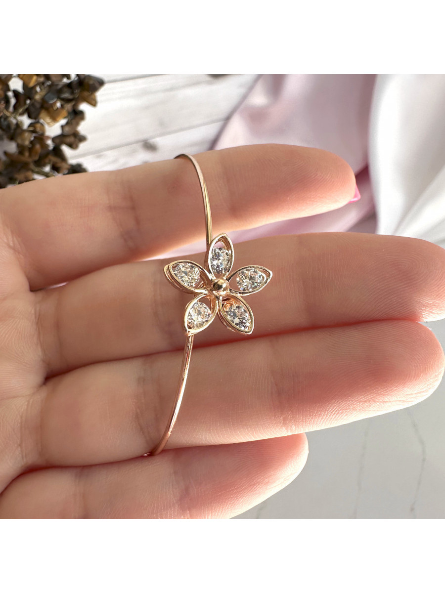 Гибкий браслет с нежным цветком и лепестками-фианитами, Xuping Jewelry Гибкий браслет с нежным цветком и лепестками-фианитами, Xuping Jewelry