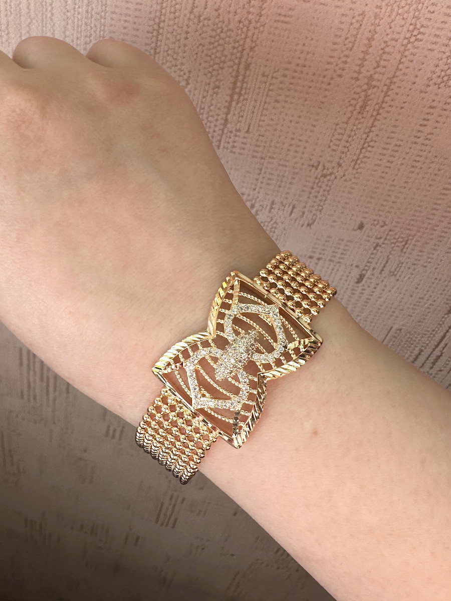 Браслет из шариков с абстрактным декором (19 см.), Xuping Jewelry