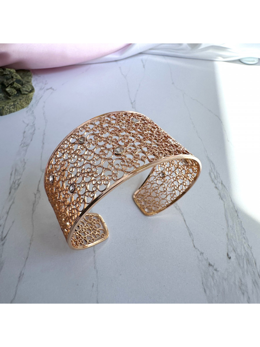 Широкий браслет "Паутинка" с цирконами (премиум бижутерия), Xuping Jewelry