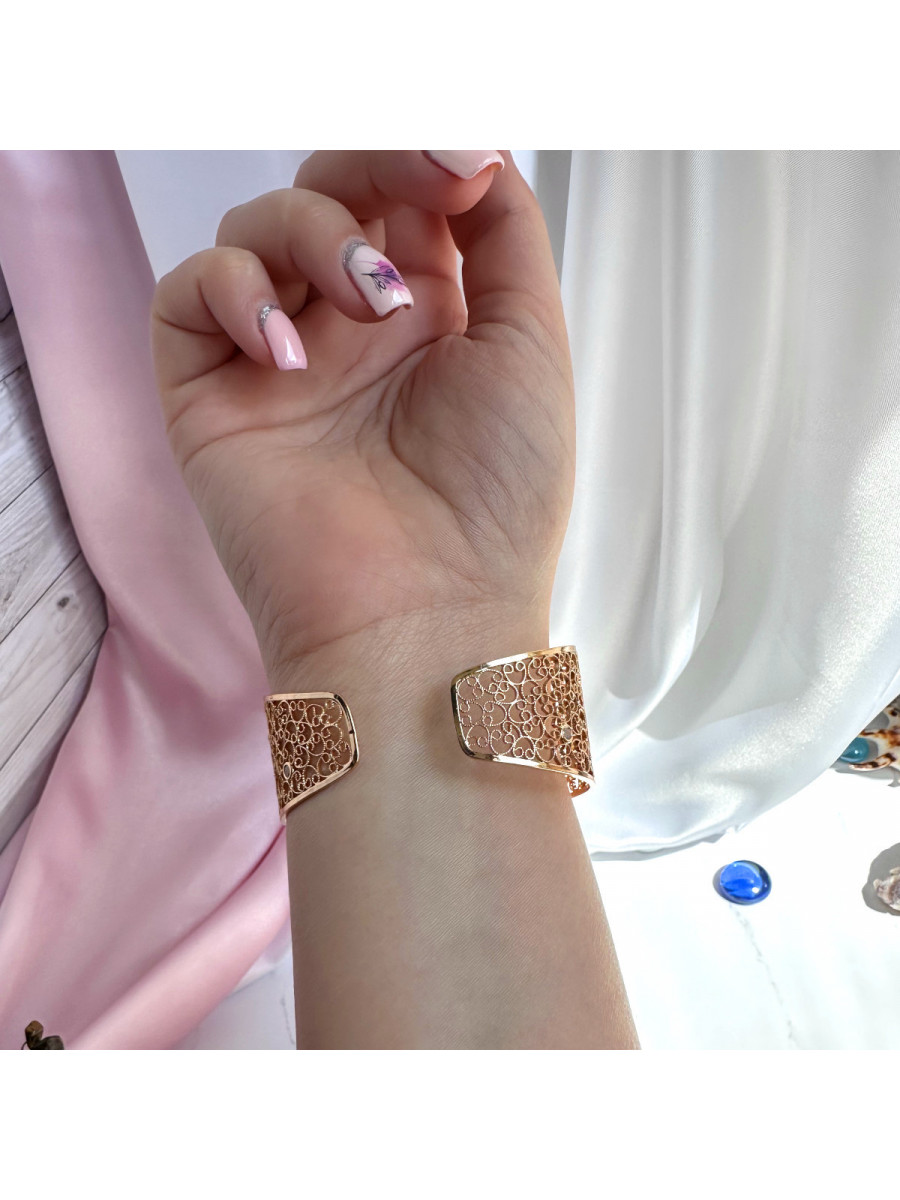 Широкий браслет "Паутинка" с цирконами (премиум бижутерия), Xuping Jewelry