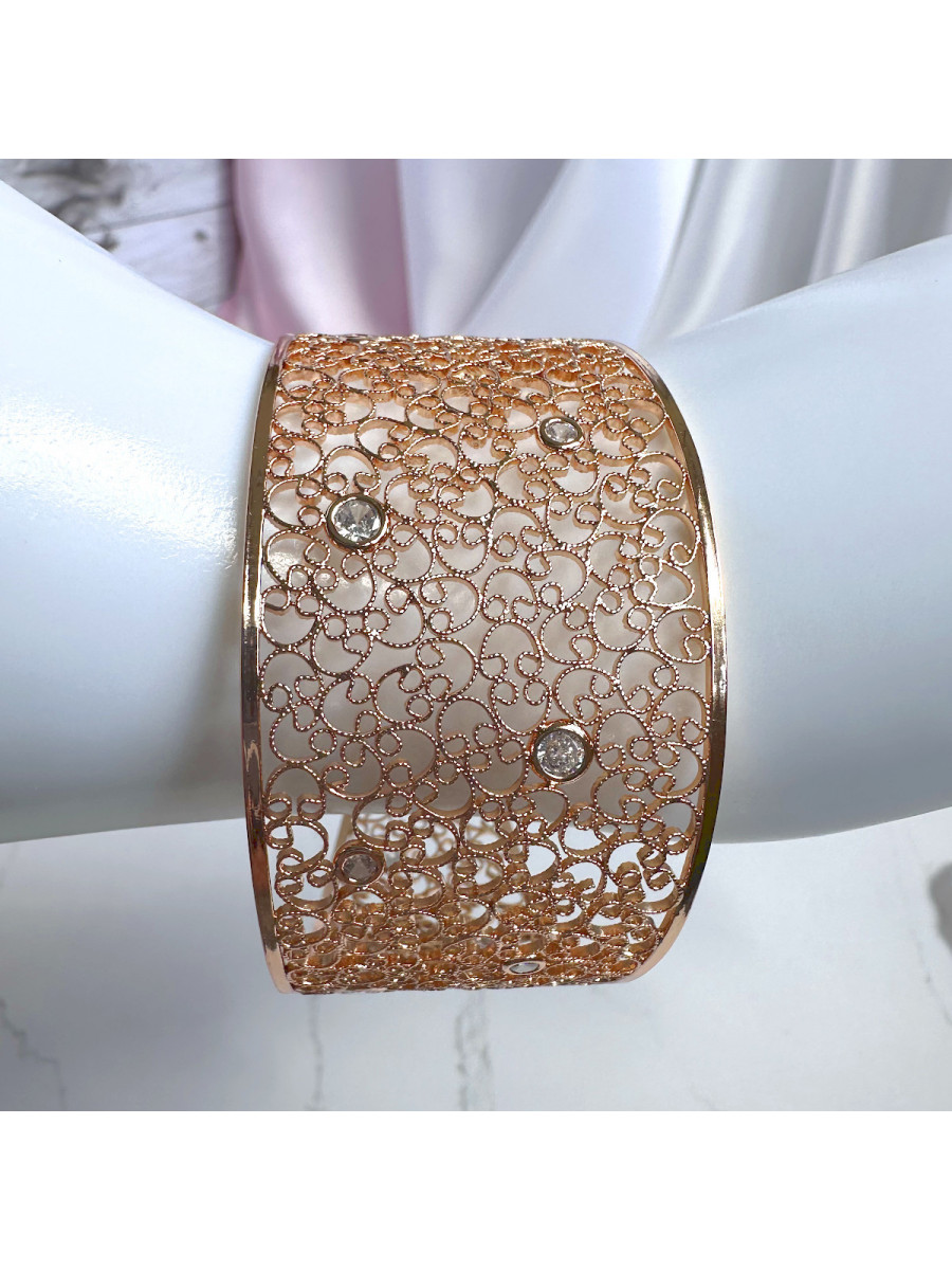 Широкий браслет "Паутинка" с цирконами (премиум бижутерия), Xuping Jewelry