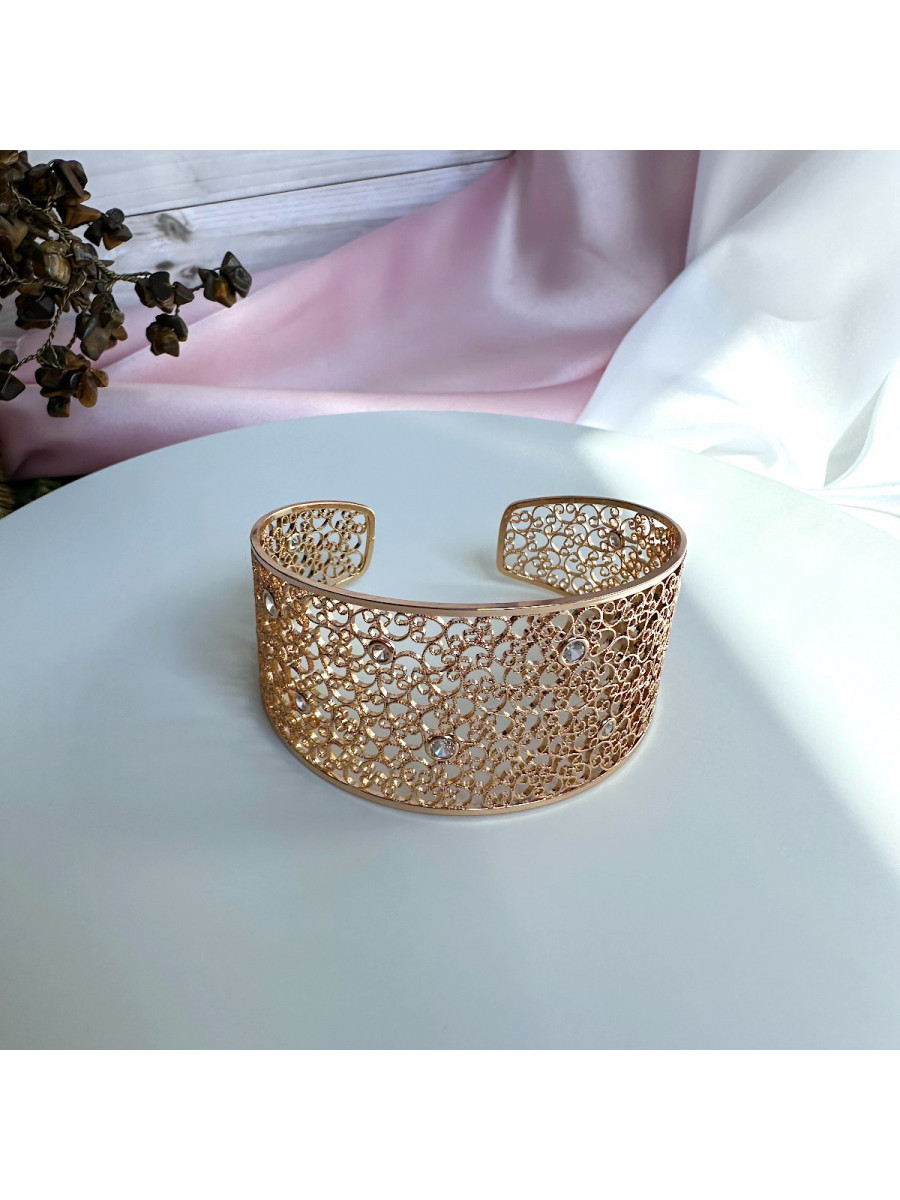 Широкий браслет "Паутинка" с цирконами (премиум бижутерия), Xuping Jewelry