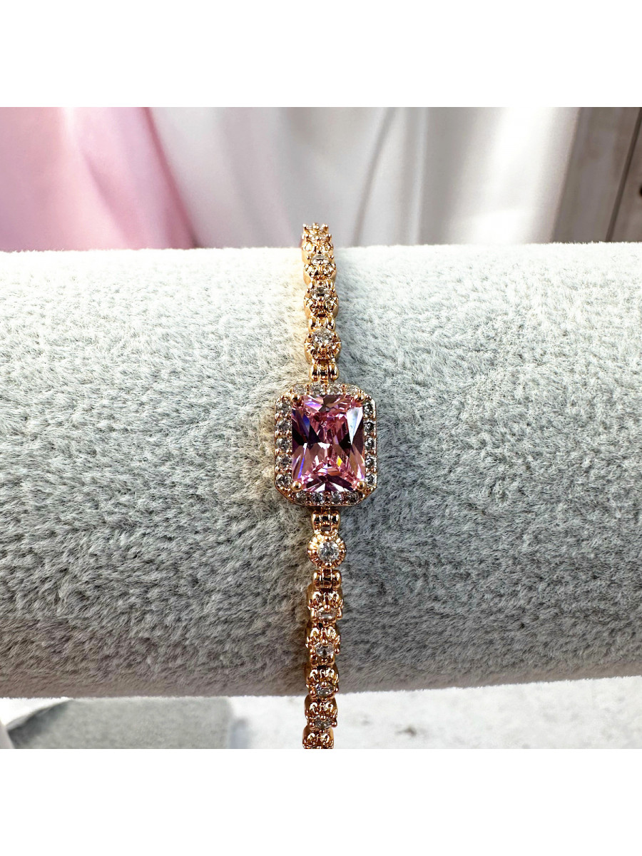 Браслет "Леди" с розовым фианитом (17/19 см.), Xuping Jewelry Браслет "Леди" с розовым фианитом (17/19 см.), Xuping Jewelry