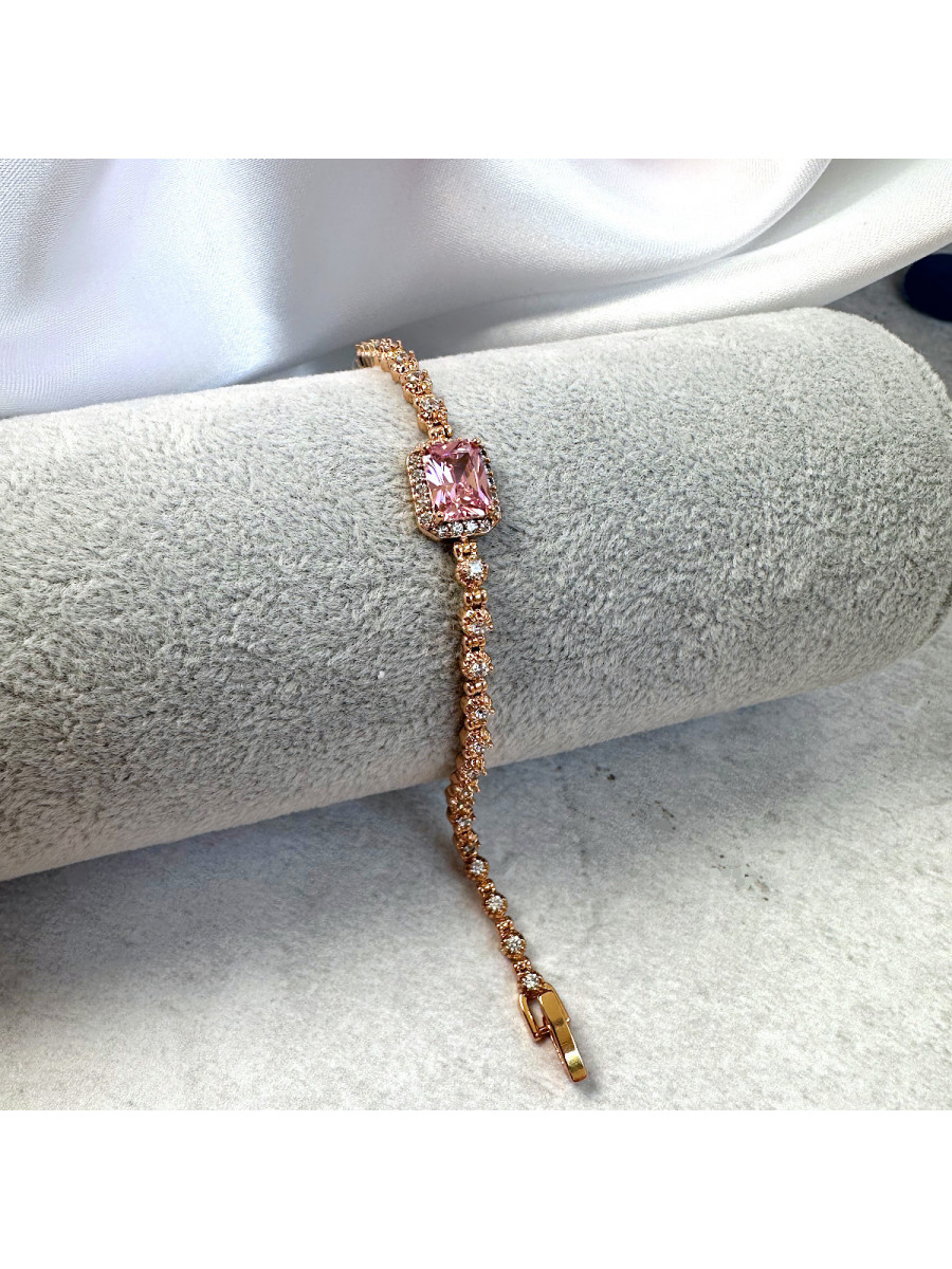 Браслет "Леди" с розовым фианитом (17/19 см.), Xuping Jewelry Браслет "Леди" с розовым фианитом (17/19 см.), Xuping Jewelry