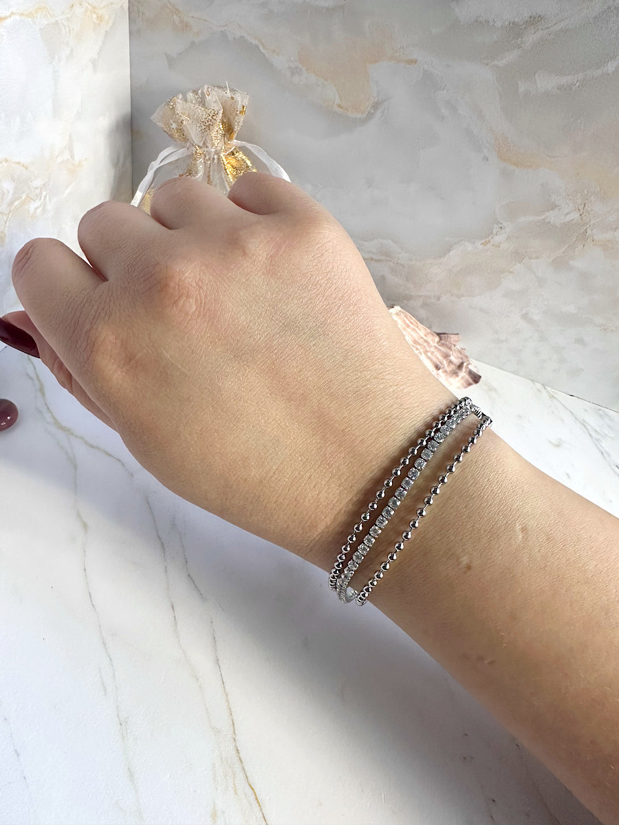 Трехслойный браслет с дорожкой цирконов и шариками, Xuping Jewelry Трехслойный браслет с дорожкой цирконов и шариками, Xuping Jewelry