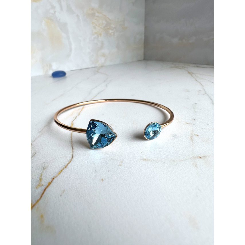 Браслет-бэнгл Xuping Jewelry с двумя голубыми кристаллами Swarovski