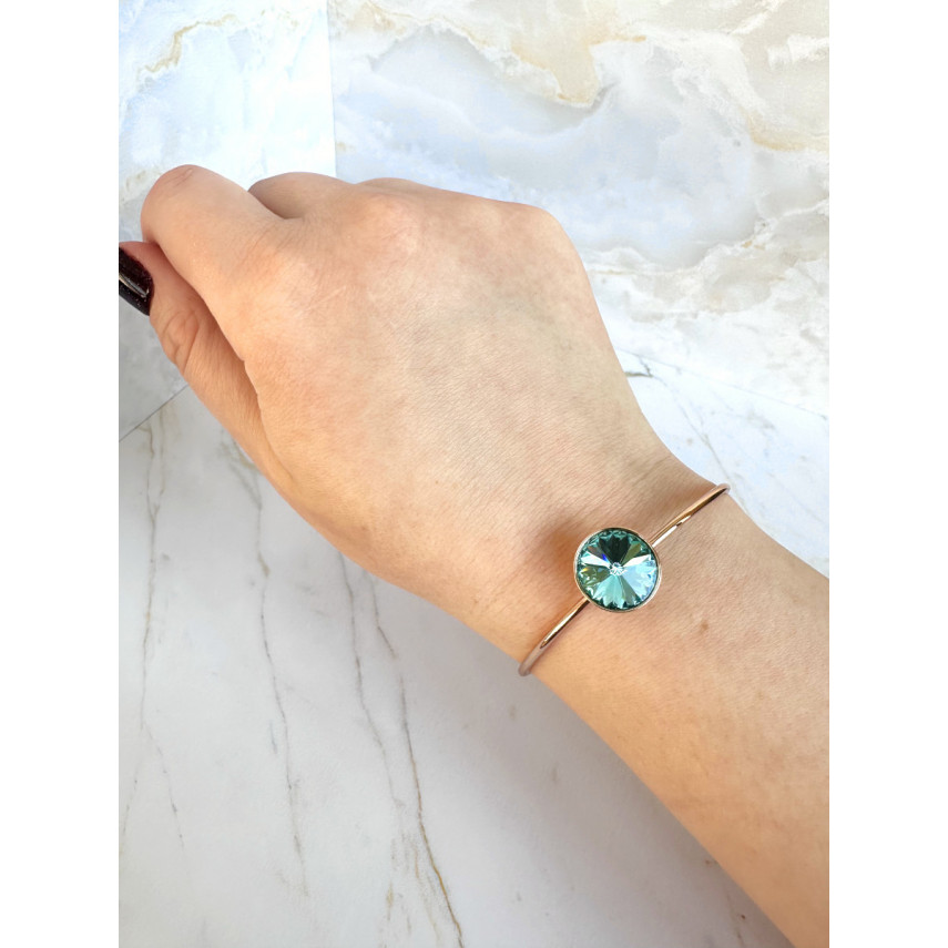 Браслет-бэнгл "Crystals" с кристаллом Сваровски цвета морской волны, Xuping Jewelry