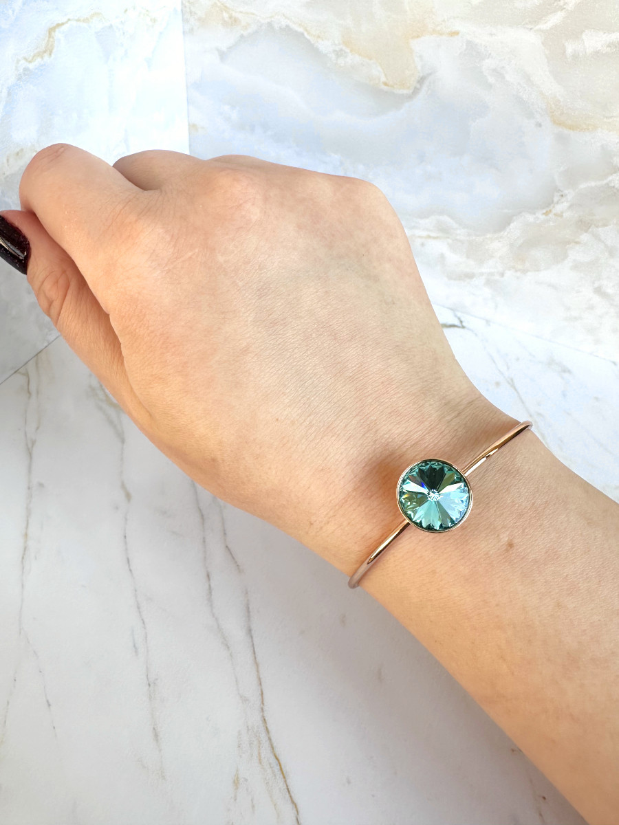 Браслет-бэнгл "Crystals" с кристаллом Сваровски цвета морской волны, Xuping Jewelry