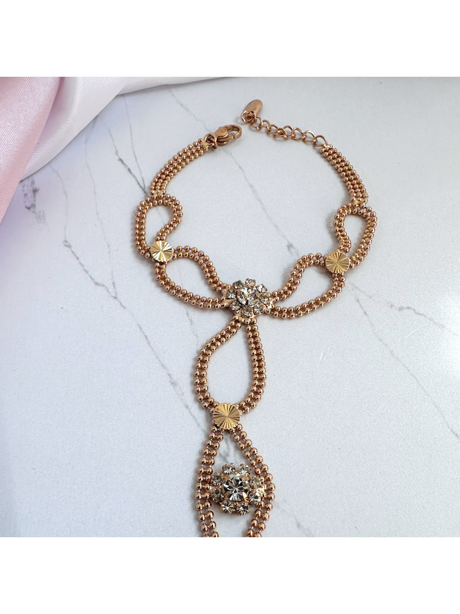 Слейв-браслет на запястье и на палец с цветами (браслет "Жади"), Xuping Jewelry