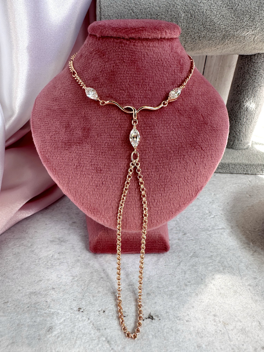 Слейв-браслет с фианитами-каплями (браслет "Жади"), Xuping Jewelry