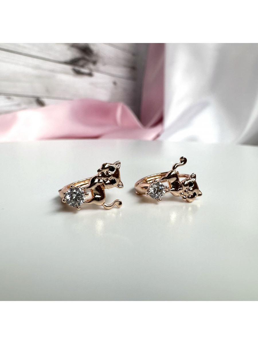 Детские серьги "Котики", Xuping Jewelry Детские серьги "Котики", Xuping Jewelry
