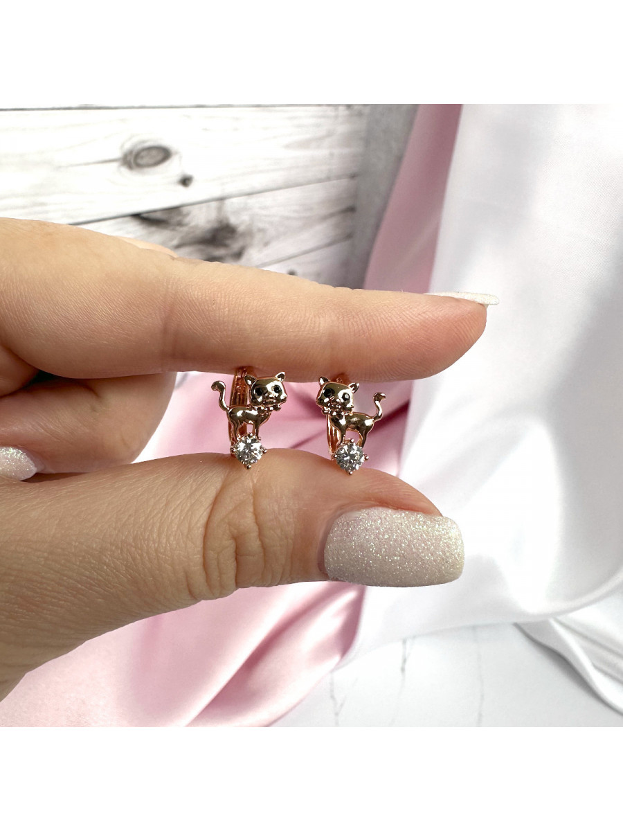 Детские серьги "Котики", Xuping Jewelry Детские серьги "Котики", Xuping Jewelry
