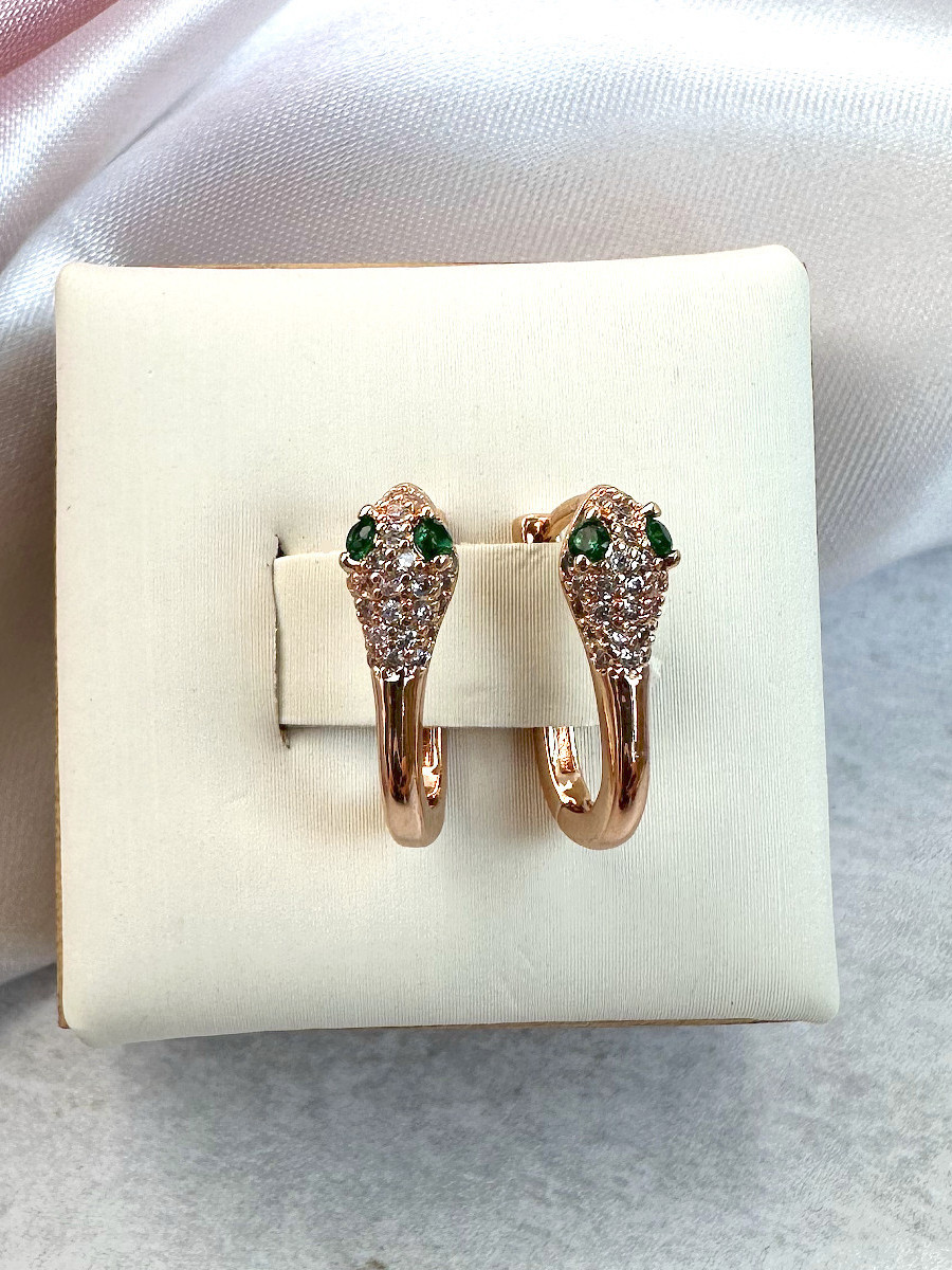 Детские серьги со змейкой и зелеными цирконами, Xuping Jewelry
