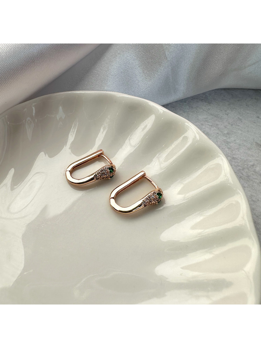 Детские серьги со змейкой и зелеными цирконами, Xuping Jewelry
