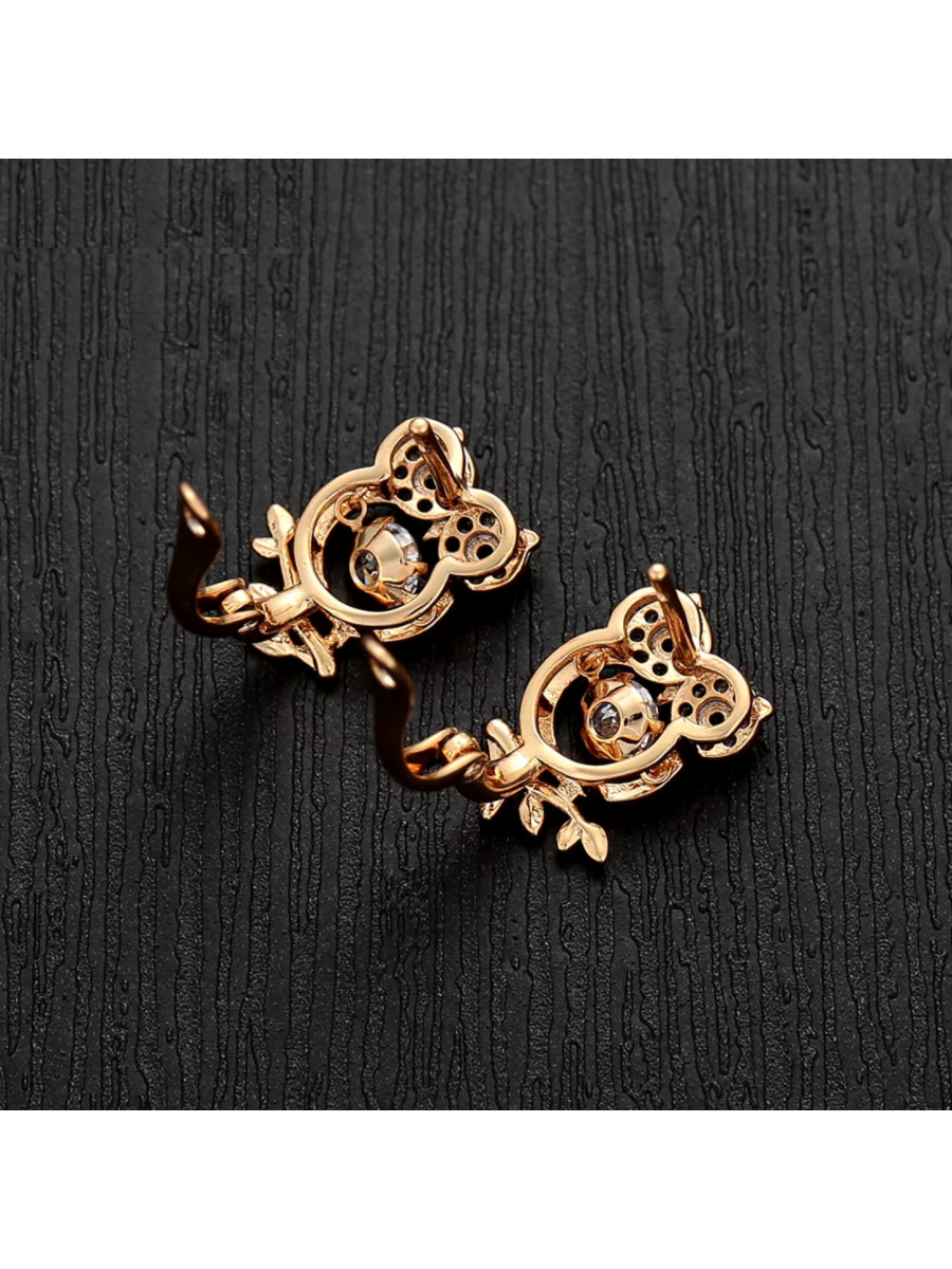 Серьги для девочек "Совы" с танцующим фианитом, Xuping Jewelry Серьги для девочек "Совы" с танцующим фианитом, Xuping Jewelry