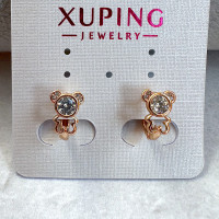 Детские серьги "Мишутка" с фианитами в золоте, Xuping Jewelry