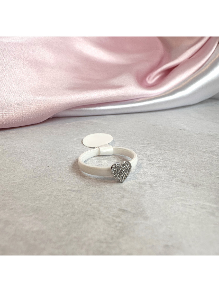 Кольцо "Любовь" с сердцем и белой керамикой (размер 18), Xuping Jewelry Кольцо "Любовь" с сердцем и белой керамикой (размер 18), Xuping Jewelry