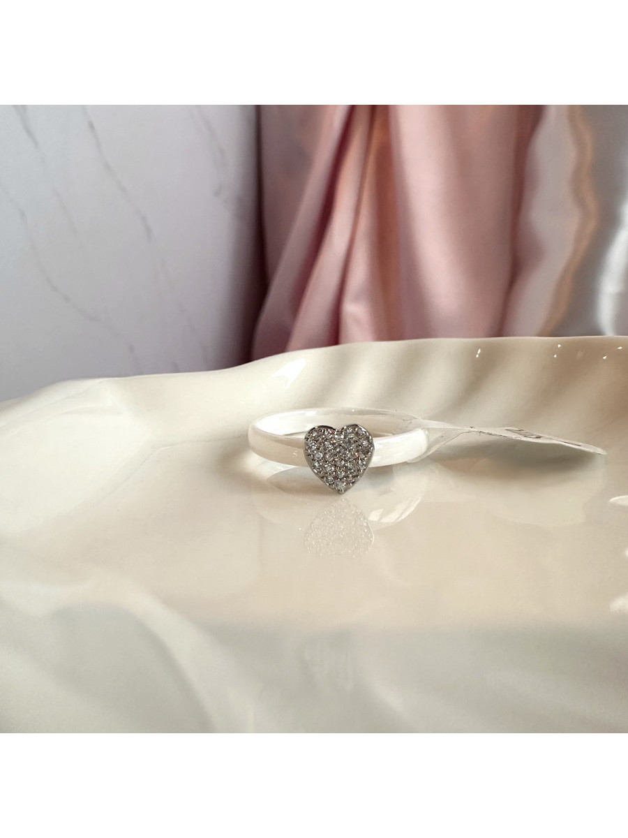 Кольцо "Любовь" с сердцем и белой керамикой (размер 18), Xuping Jewelry Кольцо "Любовь" с сердцем и белой керамикой (размер 18), Xuping Jewelry