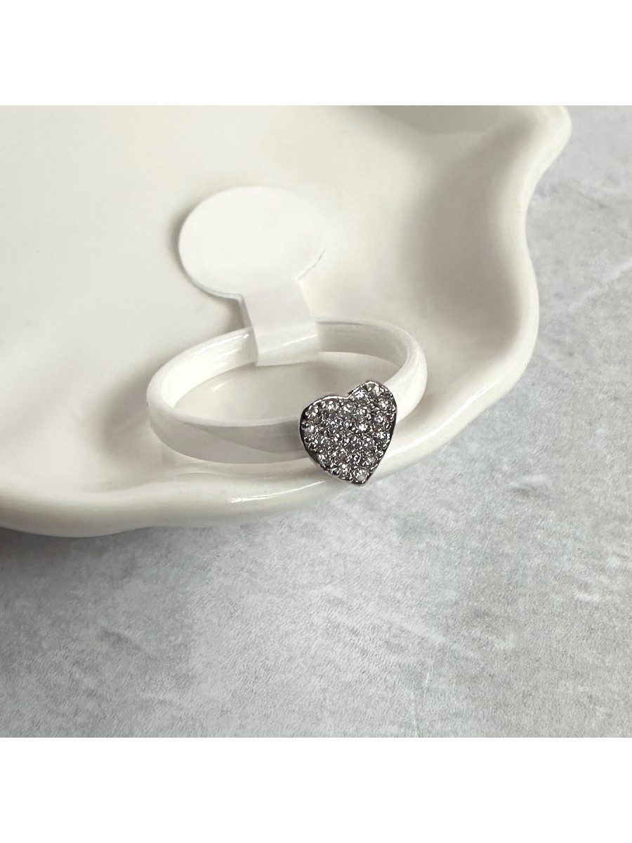 Кольцо "Любовь" с сердцем и белой керамикой (размер 18), Xuping Jewelry Кольцо "Любовь" с сердцем и белой керамикой (размер 18), Xuping Jewelry