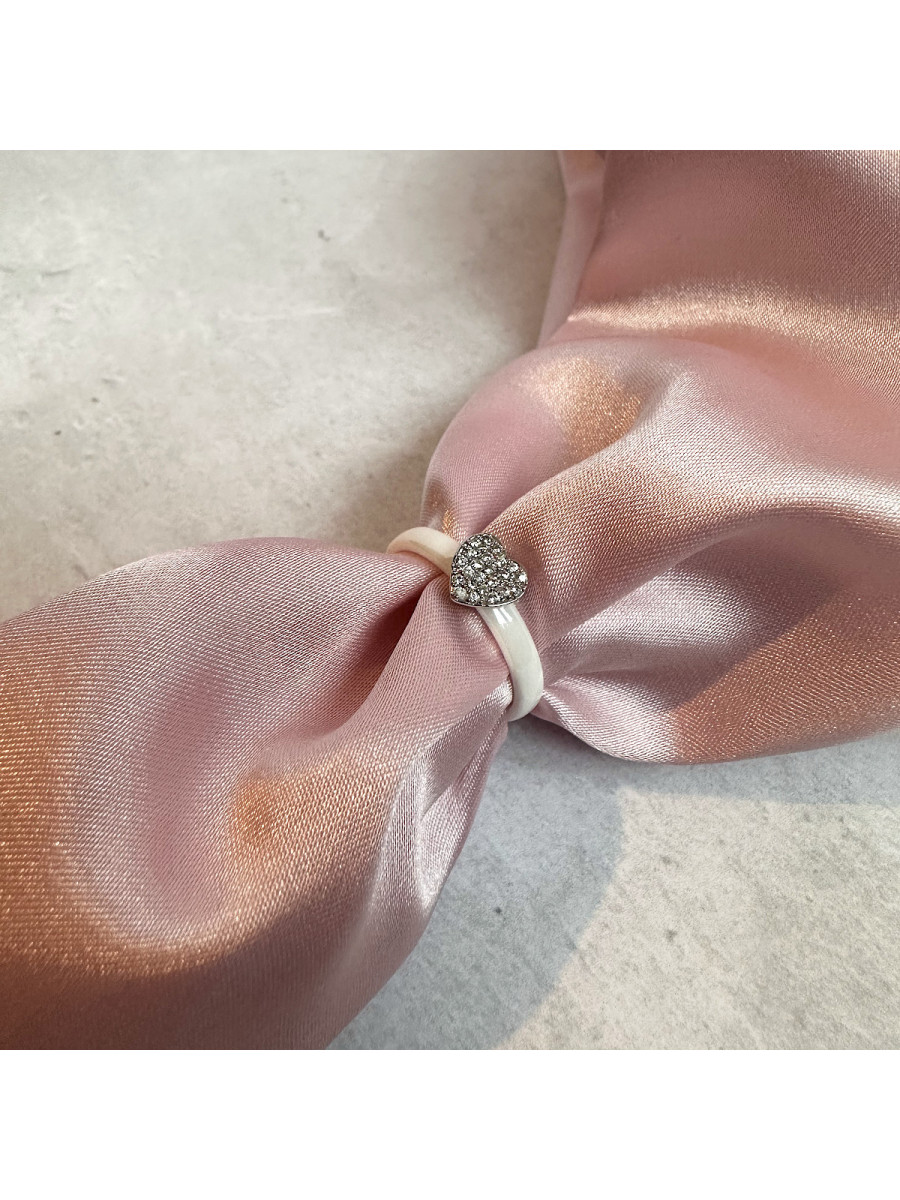Кольцо "Любовь" с сердцем и белой керамикой (размер 18), Xuping Jewelry Кольцо "Любовь" с сердцем и белой керамикой (размер 18), Xuping Jewelry