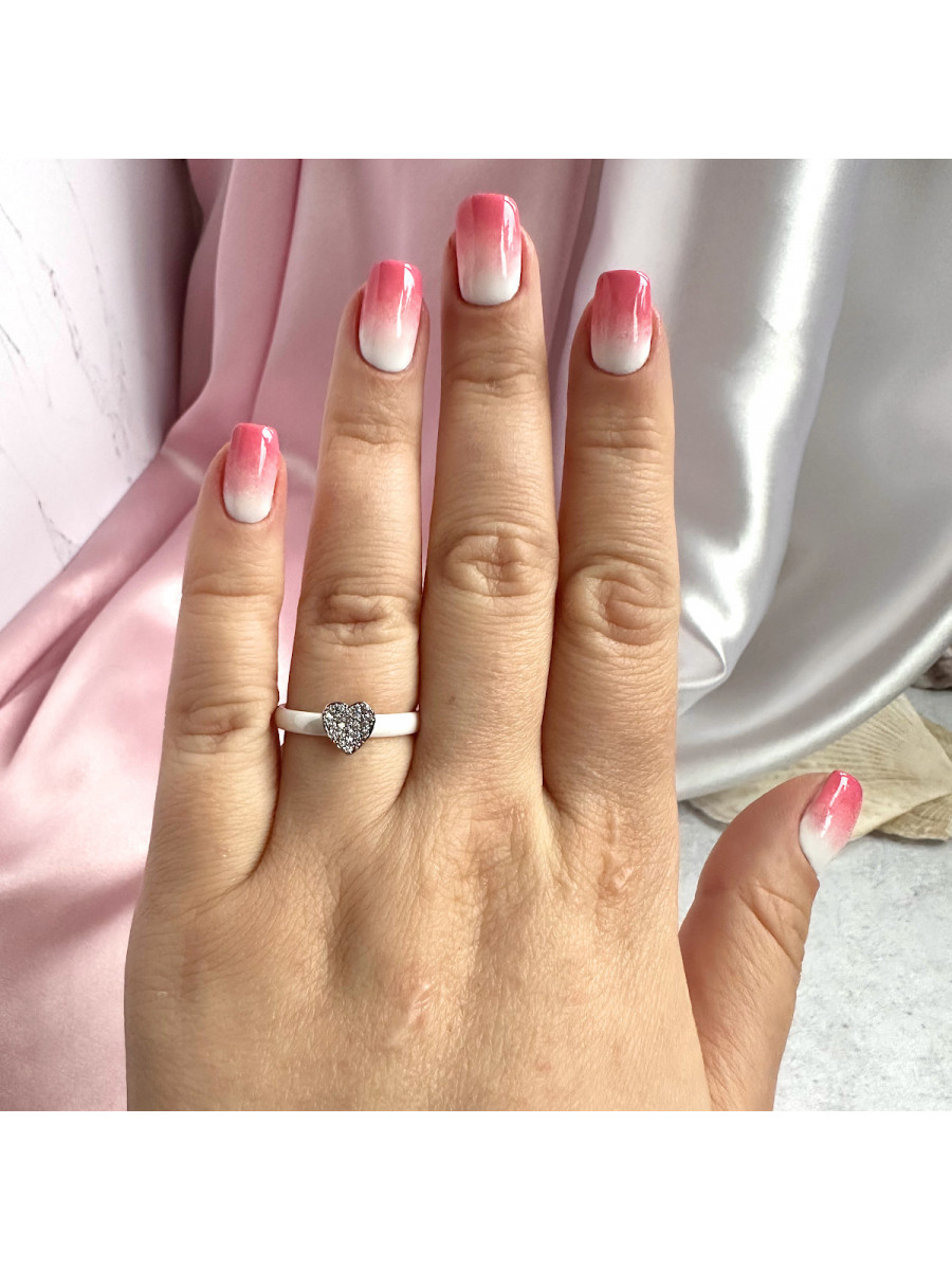 Кольцо "Любовь" с сердцем и белой керамикой (размер 18), Xuping Jewelry Кольцо "Любовь" с сердцем и белой керамикой (размер 18), Xuping Jewelry
