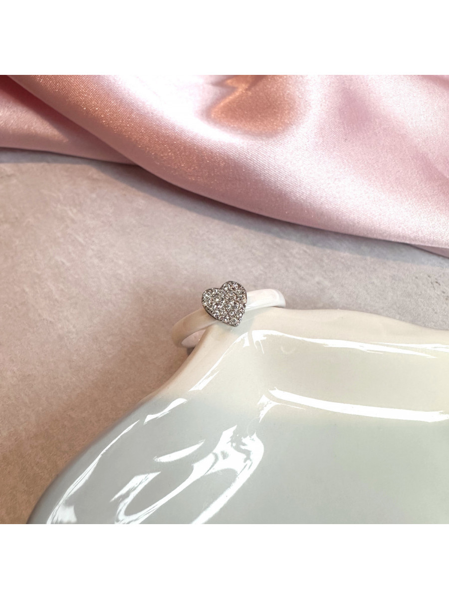 Кольцо "Любовь" с сердцем и белой керамикой (размер 18), Xuping Jewelry Кольцо "Любовь" с сердцем и белой керамикой (размер 18), Xuping Jewelry
