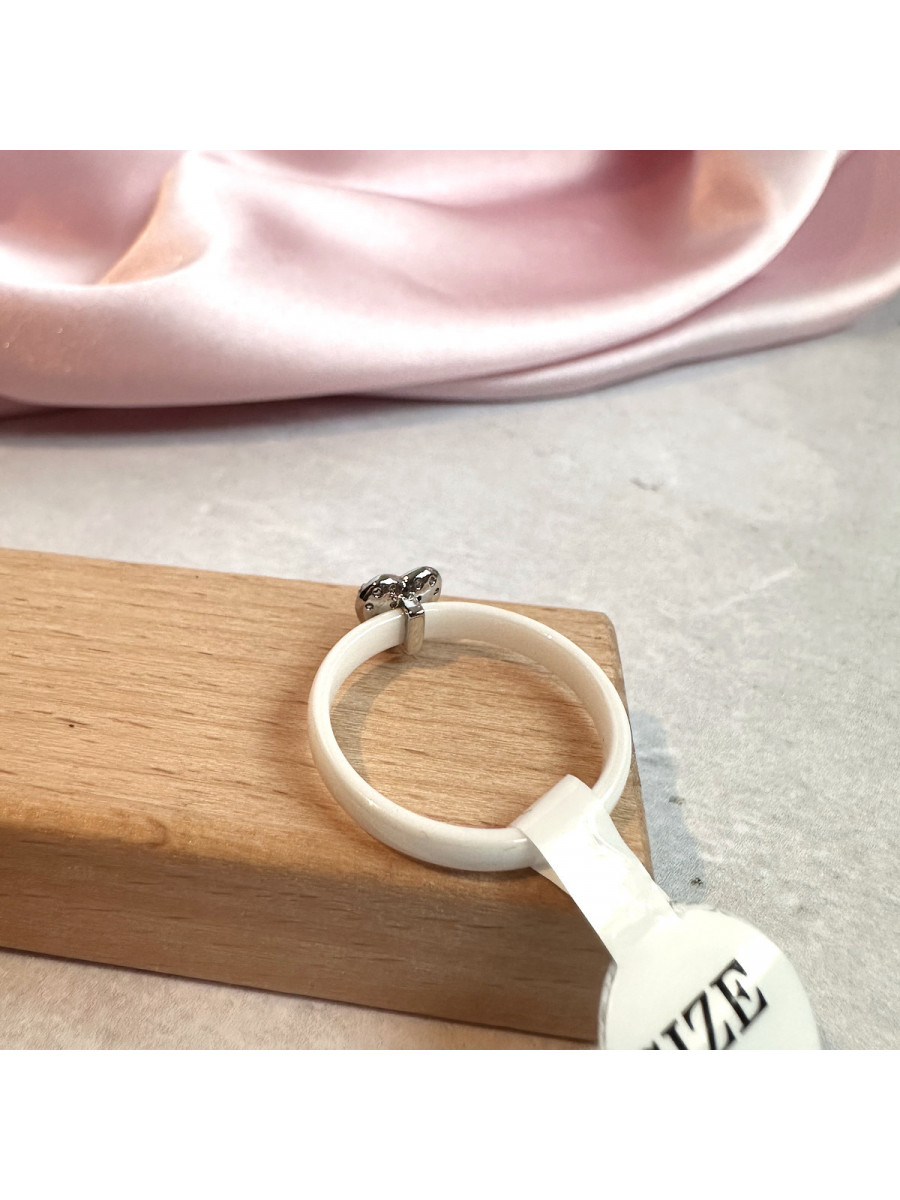 Кольцо "Любовь" с сердцем и белой керамикой (размер 18), Xuping Jewelry Кольцо "Любовь" с сердцем и белой керамикой (размер 18), Xuping Jewelry