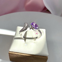 Кольцо Лиса в серебре с фиолетовым цирконом, Xuping Jewelry