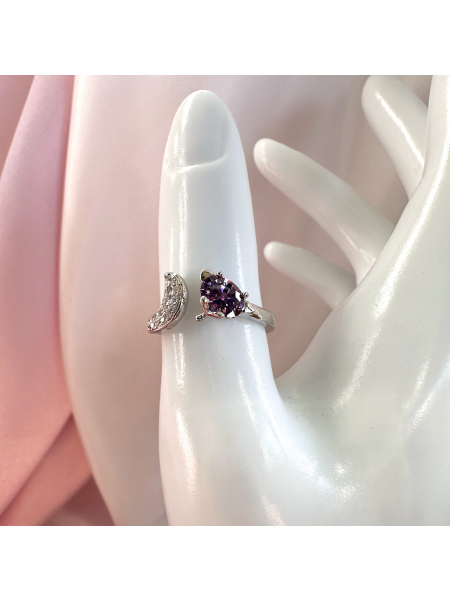 Кольцо Лиса в серебре с фиолетовым цирконом, Xuping Jewelry Кольцо Лиса в серебре с фиолетовым цирконом, Xuping Jewelry