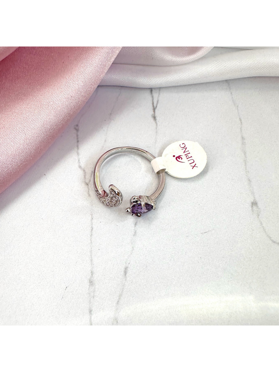 Кольцо Лиса в серебре с фиолетовым цирконом, Xuping Jewelry Кольцо Лиса в серебре с фиолетовым цирконом, Xuping Jewelry
