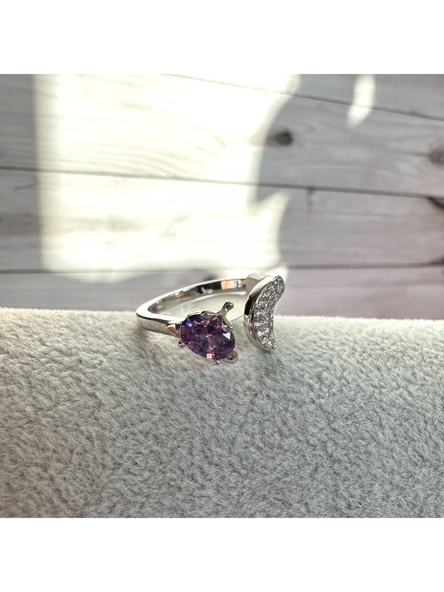 Кольцо Лиса в серебре с фиолетовым цирконом, Xuping Jewelry Кольцо Лиса в серебре с фиолетовым цирконом, Xuping Jewelry