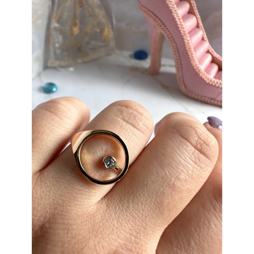 Дизайнерское кольцо "Орбита" с завальцованным цирконом (16-17), Xuping Jewelry