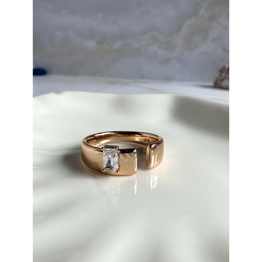 Кольцо "Минимализм" с цирконом и разъёмом спереди (16-18), Xuping Jewelry