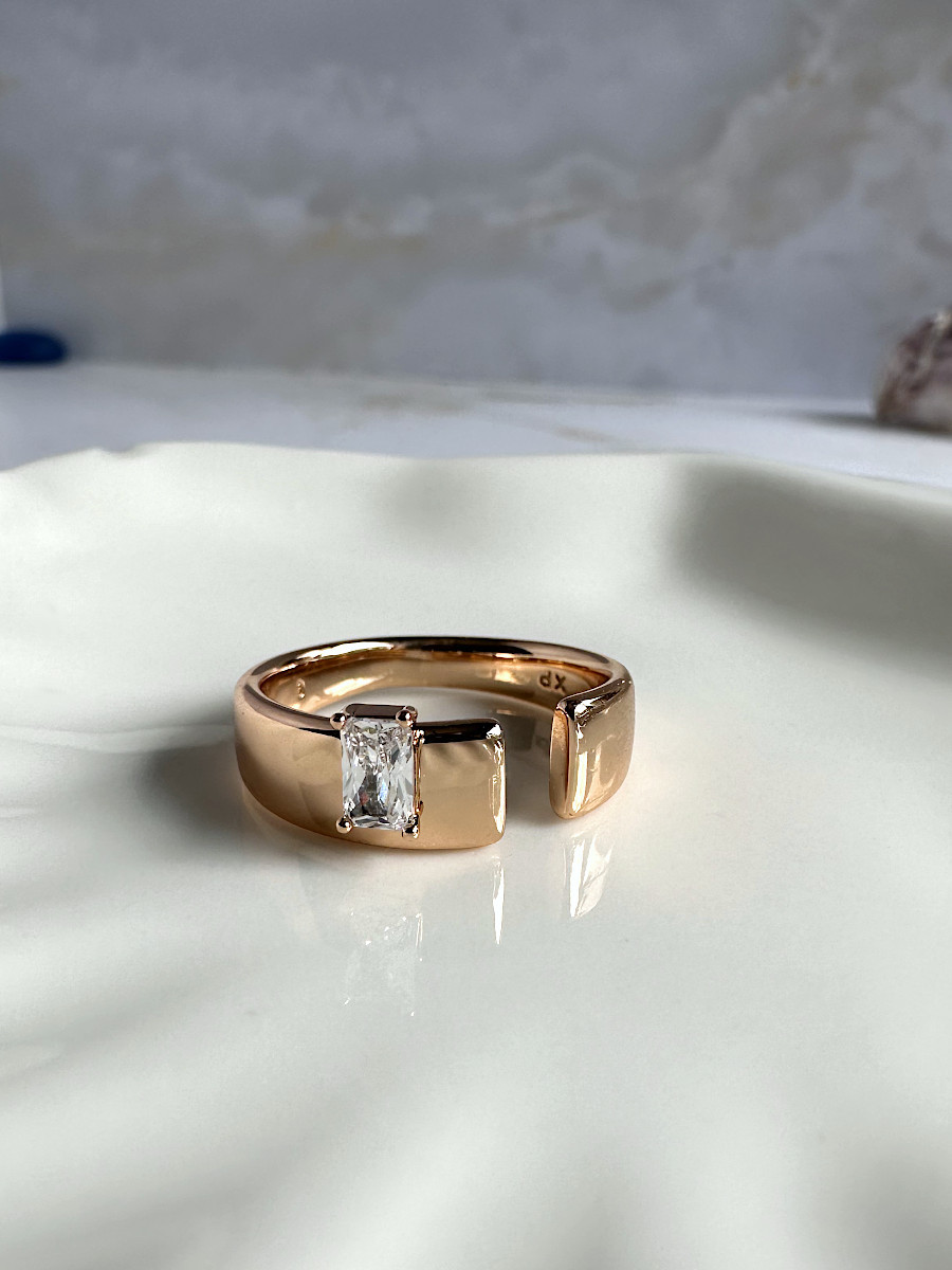 Кольцо "Минимализм" с цирконом и разъёмом спереди (16-18), Xuping Jewelry