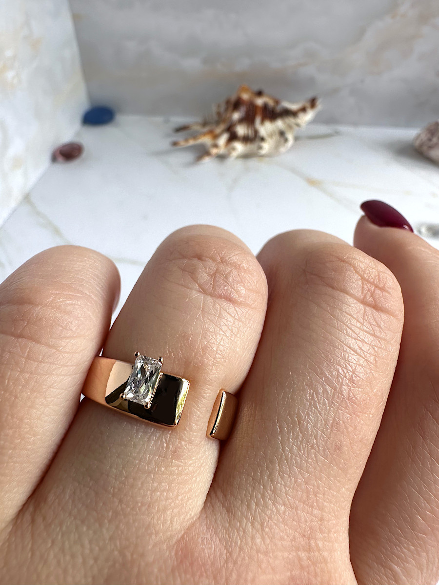 Кольцо "Минимализм" с цирконом и разъёмом спереди (16-18), Xuping Jewelry